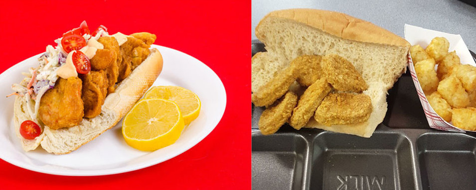 Креольский сэндвич «по-бой» с креветками америка, еда, кощунство, пища