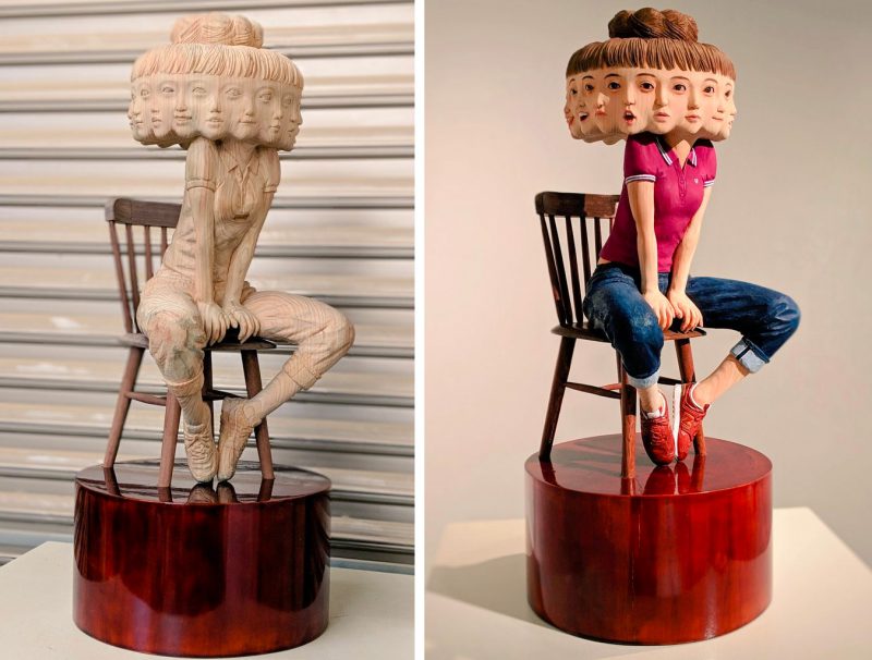 Переменчивое настроение деревянных скульптур Йошитоши Канемаки 