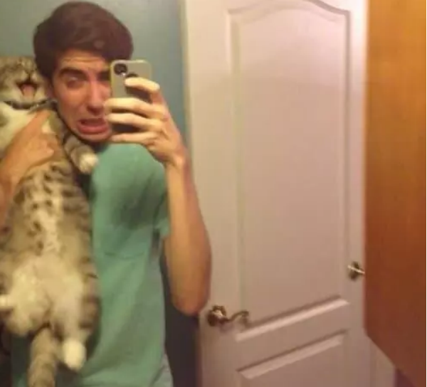 23 самых нелепых селфи с кошками заставят вас смеяться
