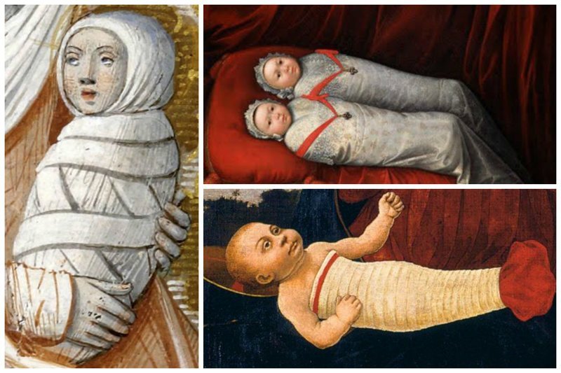 Средневековая Европа, в частности Франция интересное, младенцы, ношение, обычаи, пеленание, факты