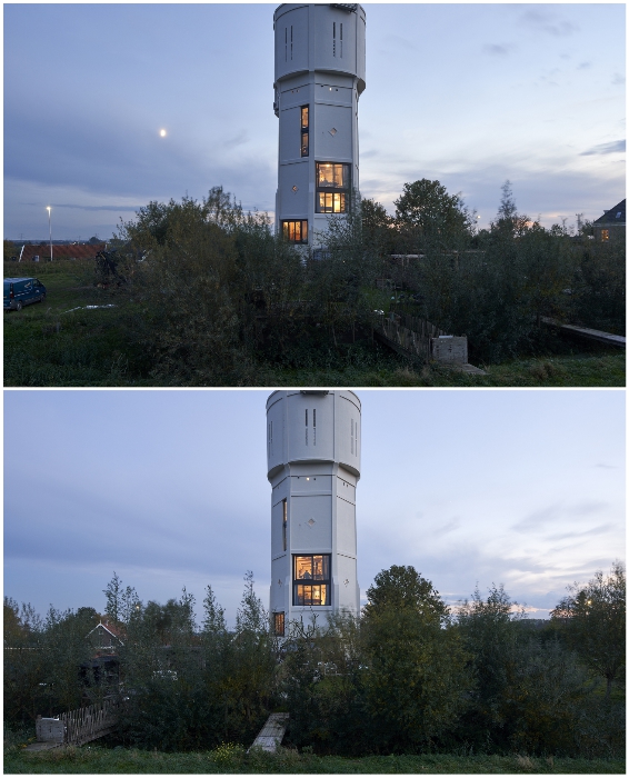 Братья облагородили и территорию вокруг башни, и построили собственные мостики через реку (Watertower Nieuw Lekkerland, Нидерланды).