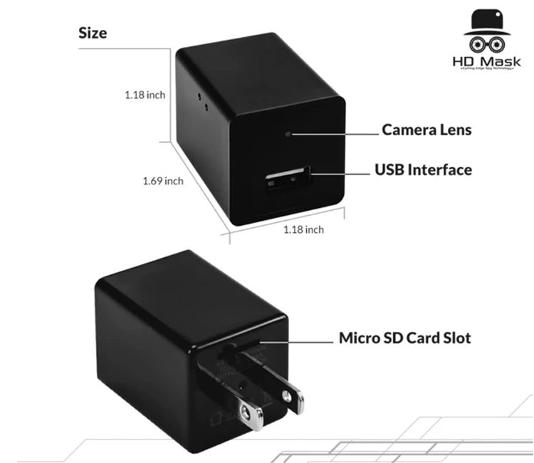 Скрытая камера наблюдения HD Mask замаскирована под зарядное USB-устройство условиях, камера, части, может, устройство, через, датчик, изображения, качество, хорошее, обеспечивает, Отмечается, движения, заказа, корпуса Предусмотрен, плохой, располагается, которой, Гбайт, ёмкостью