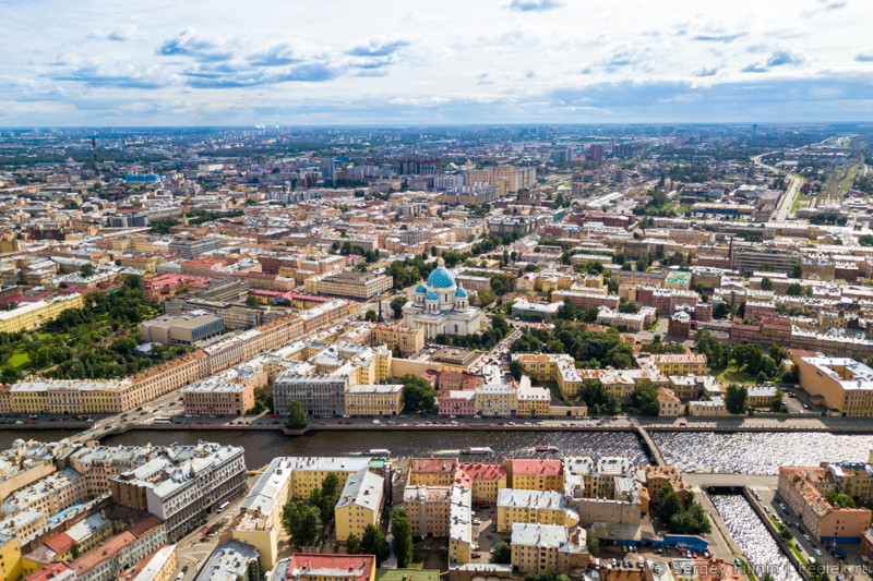 Фонтанка и Троице-Измайловский собор. высота, санкт-петербург, фото