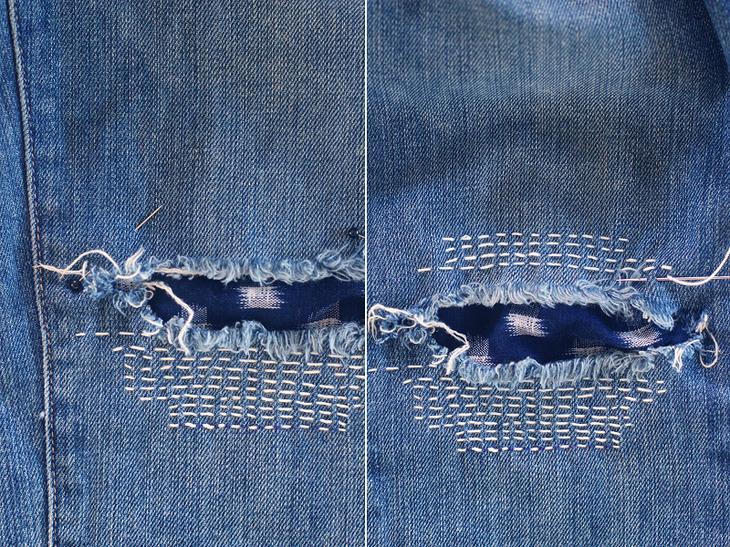 Модный способ: заделайте дырки на джинсах в японской технике Боро боро,заплатки,одежда,переделки,рукоделие,своими руками,сделай сам