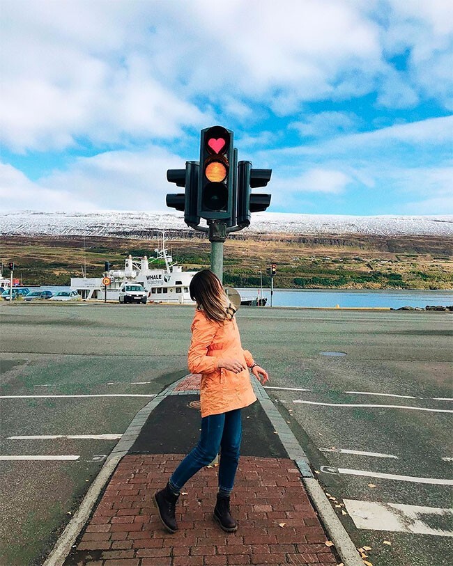 Милейшие светофоры с сердечками в исландском Акюрейри Исландия,светофоры,транспорт