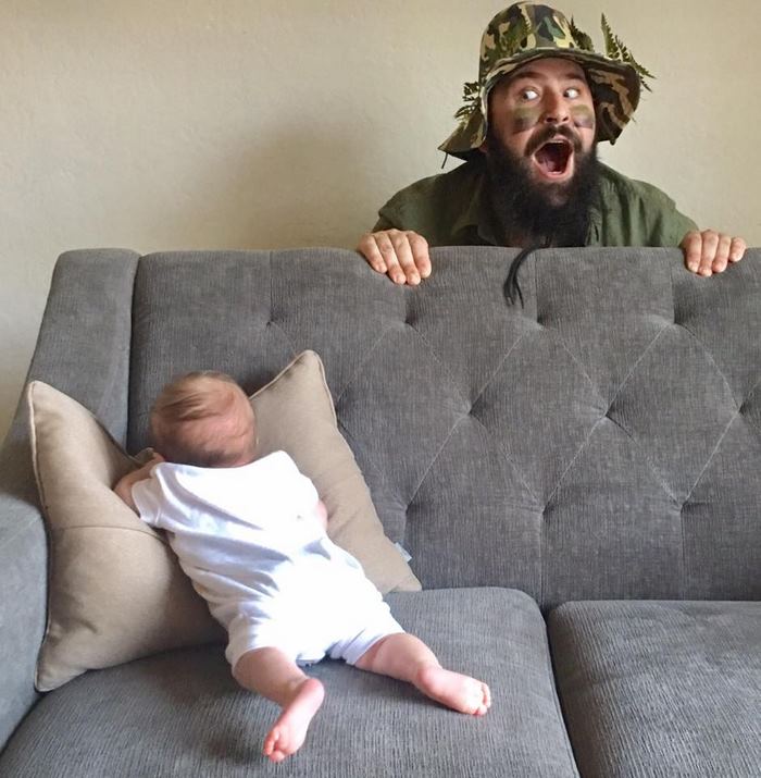 Father Dressing Up With His Baby Daughter In Costumes