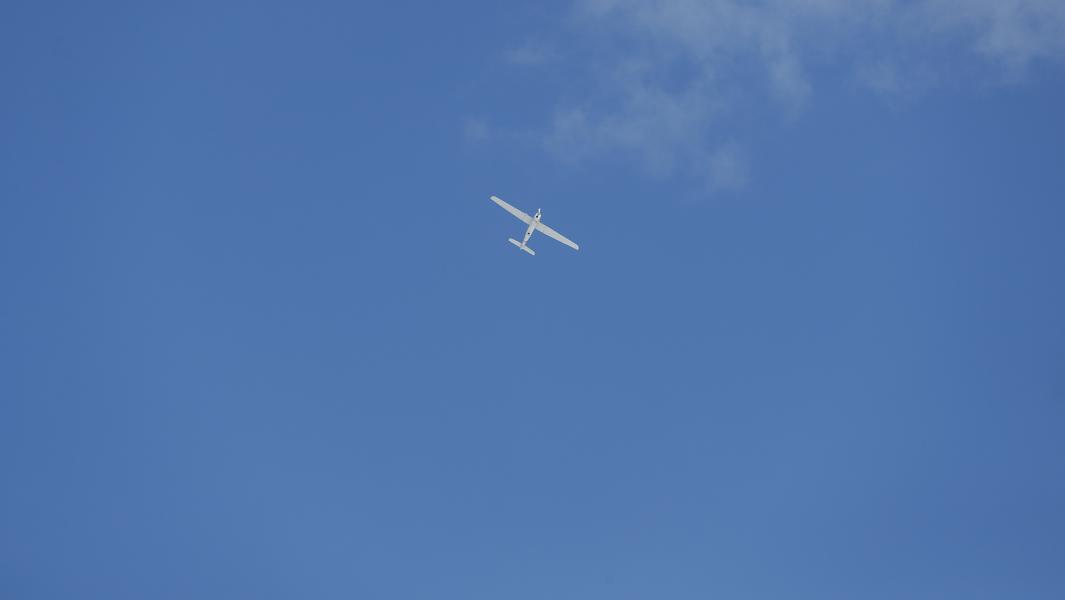 Беспилотный летательный аппарат во время испытаний 