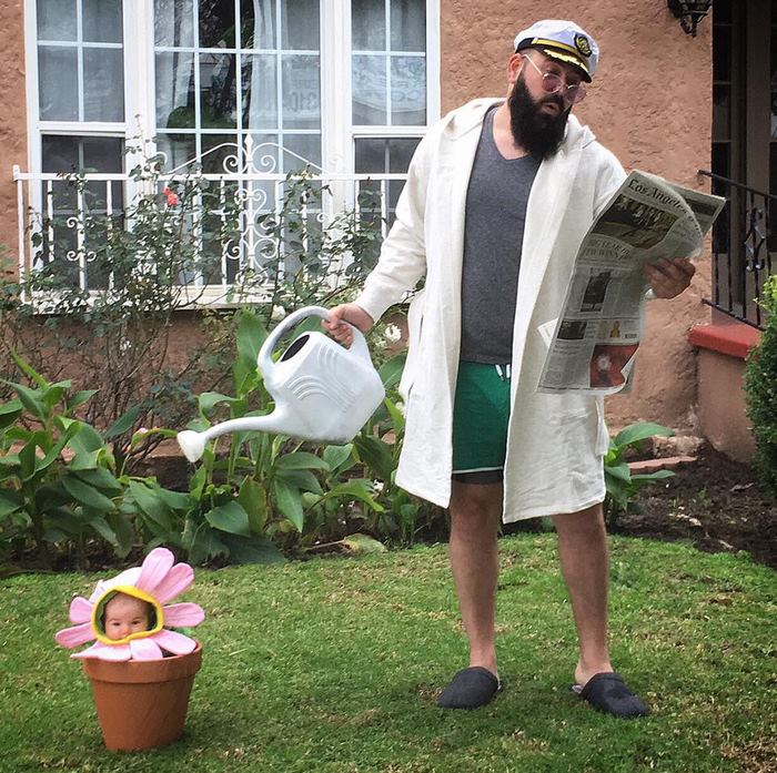 Father Dressing Up With His Baby Daughter In Costumes