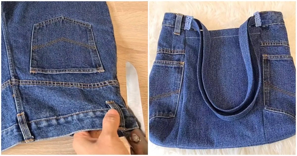 Разрезаю старые джинсы и шью удобную сумочку! Вообще без заморочек