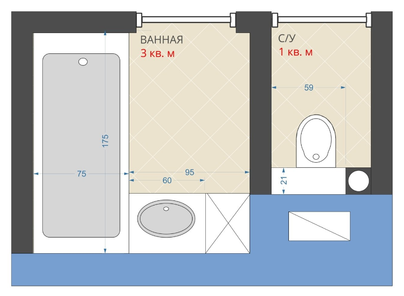 4 варианта планировки маленькой ванны в «хрущевке» санузла, стены, полки, вариант, хранения, лучше, хватит, раковиной, разместить, необходимо, будет, стиральную, установить, поместятся, можно, получится, стене, раковина, ванной, совмещение