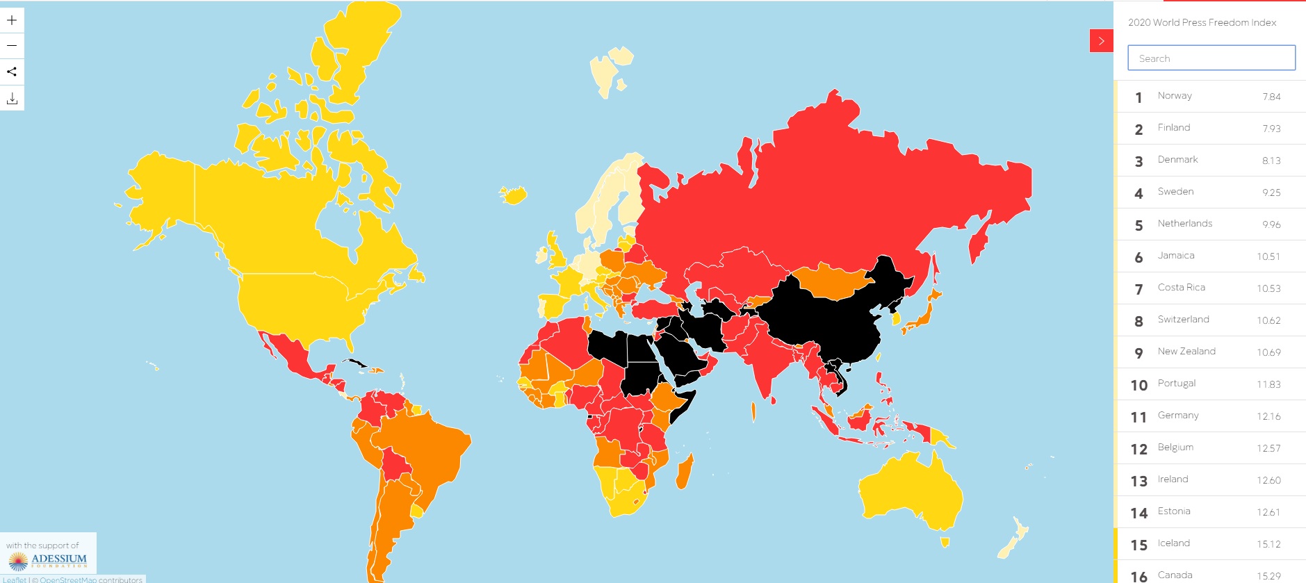 Карта свобода сми