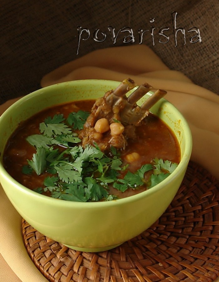 Марокканнский суп с бараниной, чечевицей и горохом нут