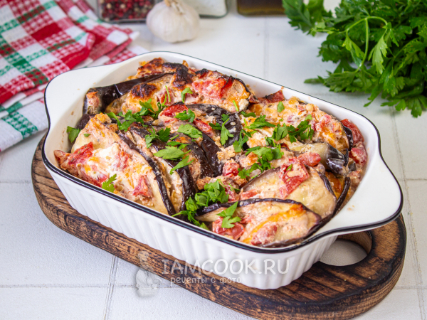 Баклажаны слоями с помидорами и сыром в духовке, рецепт с фото