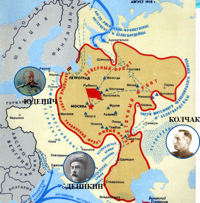 Советская Россия оказалась в кольце фронтов,1919 год