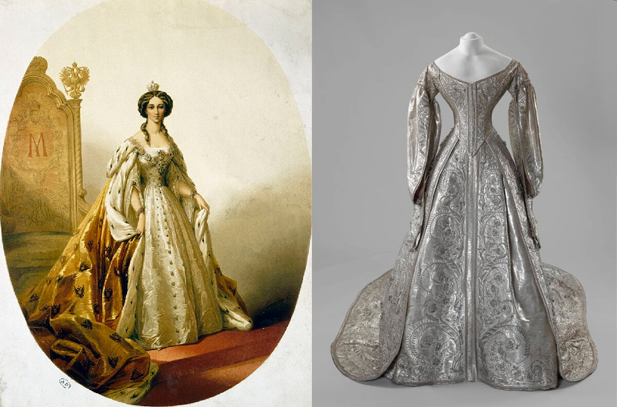  Коронационное платье Марии Александровны (1824-1880), жены императора Александра II; Мария Александровна, 1856, неизвестный художник.