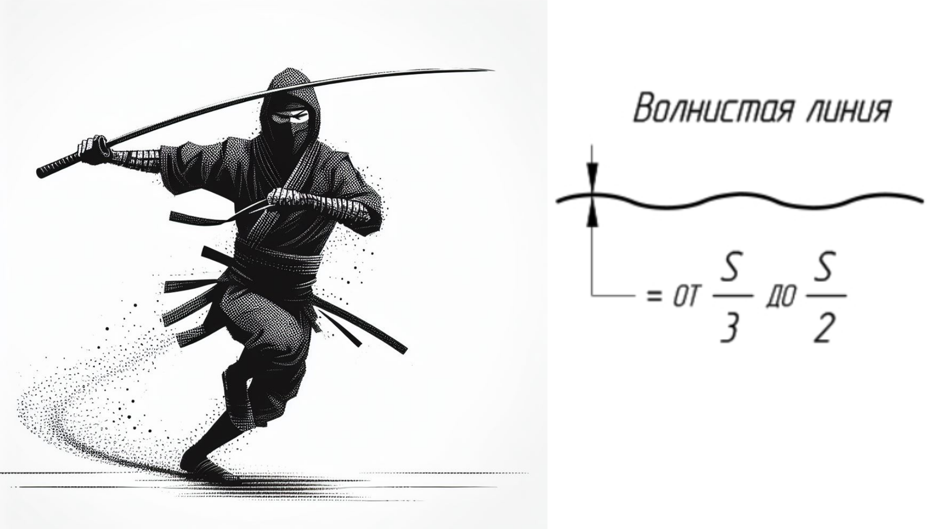 Сплошная волнистая линия от S/3 до S/2