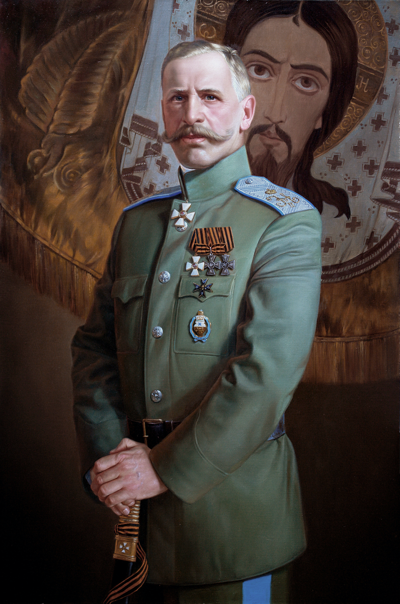 Граф Келлер с наградной Георгиевской шашкой, пожалованной лично Императором Николаем II. 