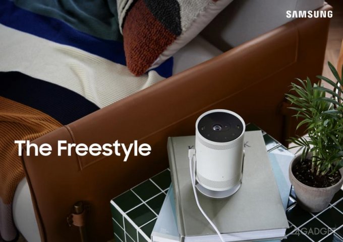 Презентовано устройство Freestyle, объединяющее видеопроектор и смарт колонку Freestyle, можно, месте, любом, Samsung, видео, также, позволяет, обеспечит, наклона, устройство, интеллектуального, искажений, использование, интернет, внешние, динамика, функции, поддерживает, походов