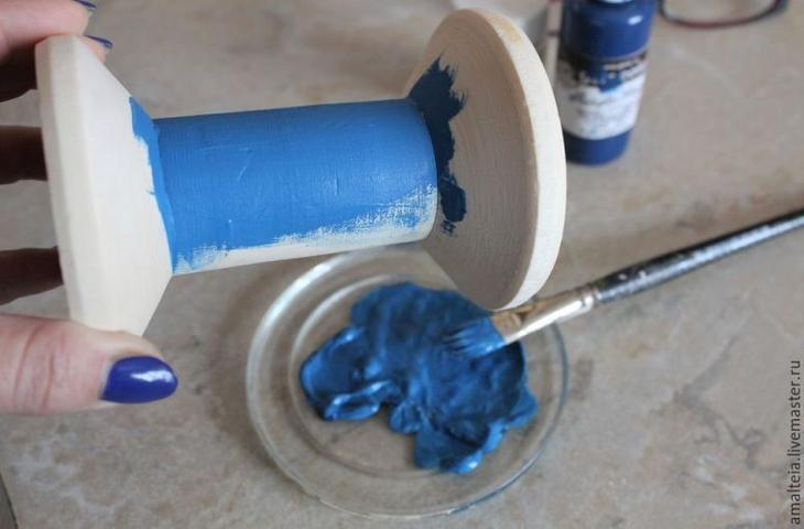 Подсвечник бохо из катушки для ниток Подсвечник бохо из катушки для ниток бохо декор