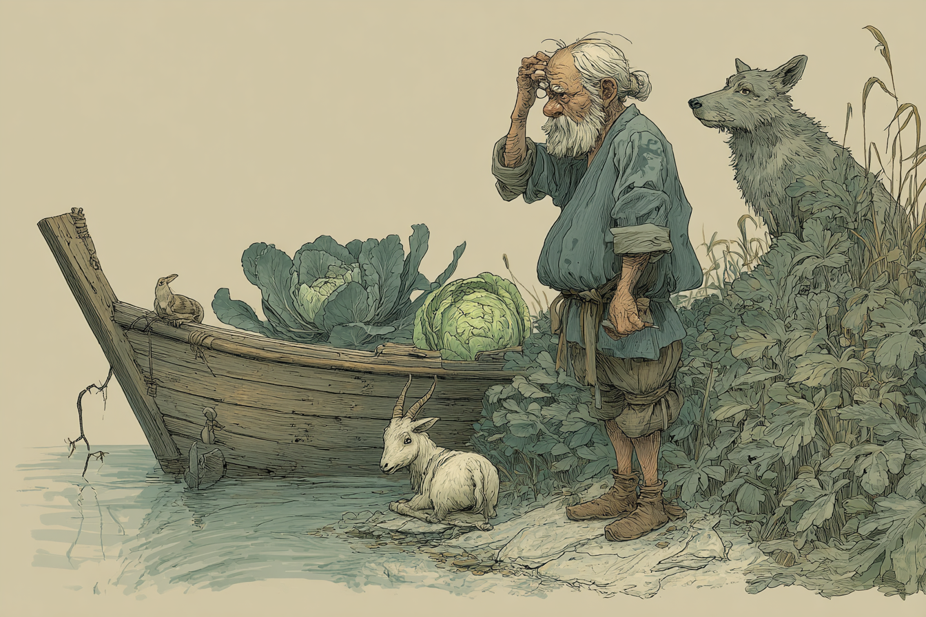 Топ-3 самые известные логические задачки — проверьте свою сообразительность Задача, капусту, Условие, проверить, оставить, слово, чтобы, может, этого, перед, головоломок, Готовы, съест, должно, волка, только, слова, крестьянину, вокруг, видит