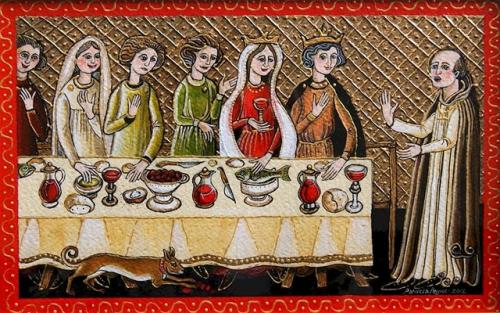 Традиции.
Любимое галльское блюдо – это дикий поросенок, начиненный чесноком и обжаренный на вертеле на медленном огне.