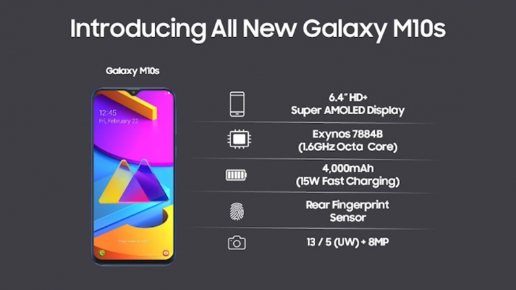 Samsung Galaxy M10s: недорогой смартфон с экраном Super AMOLED Infinity-V новости,смартфон,статья