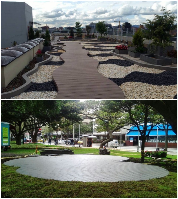 Из доски WPC получаются прекрасные тротуары и площадки (Колумбия). Из доски WPC получаются прекрасные тротуары и площадки (Колумбия).