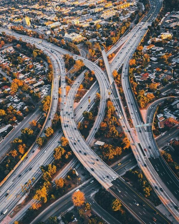 Лос-Анджелес Развязки, вид сверху, дорога, дороги, дорожные развязки