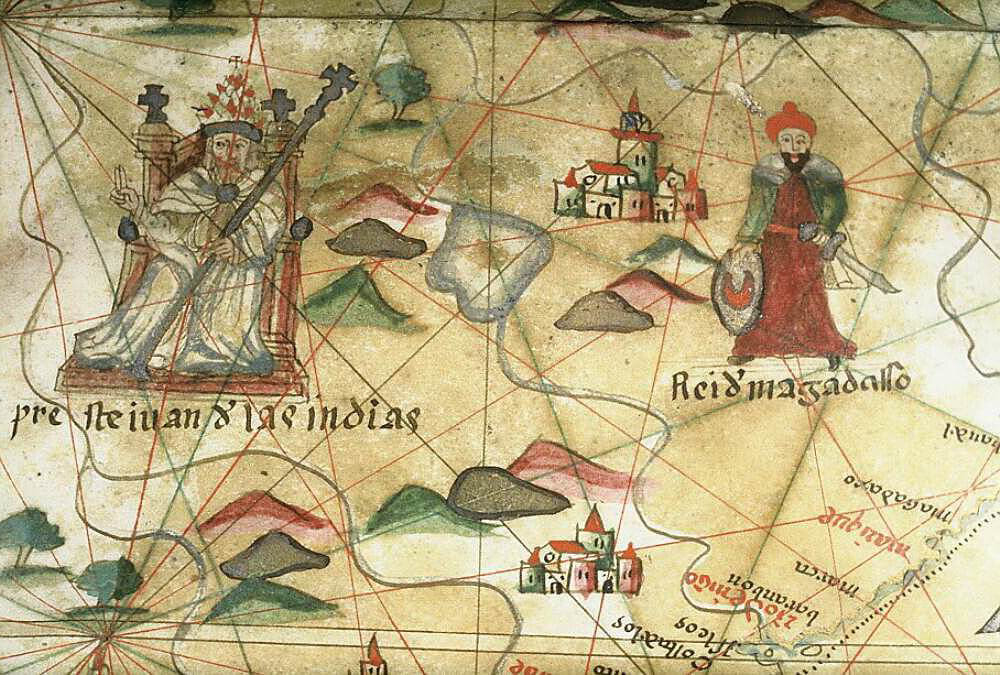 Православный царь Индии Иоанн на старой карте.