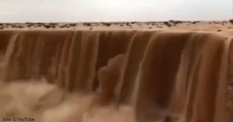 Необычайное явление в Саудовской Аравии: «водопад» из песка