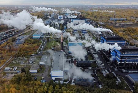 An aerial view shows a plant of Omsktechuglerod company producing carbon black in Omsk, Russia October 4, 2021. Picture taken with a drone. REUTERS/Alexey Malgavko 