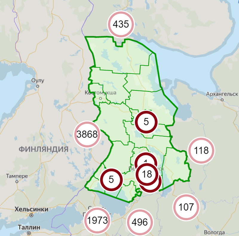 Карта распространения коронавируса карелия