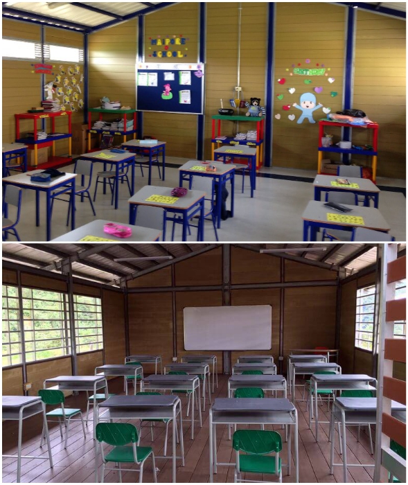 Учебные классы в дальних селах собирают буквально за неделю (Колумбия). Учебные классы в дальних селах собирают буквально за неделю (Колумбия).