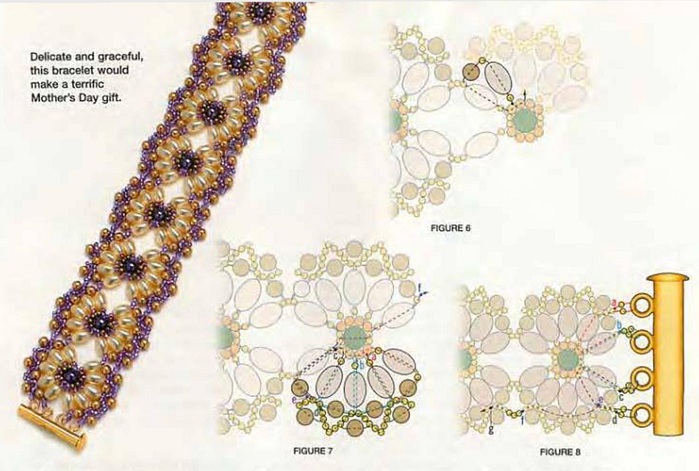 Браслеты с нежными цветками из бисера бисер,схемы