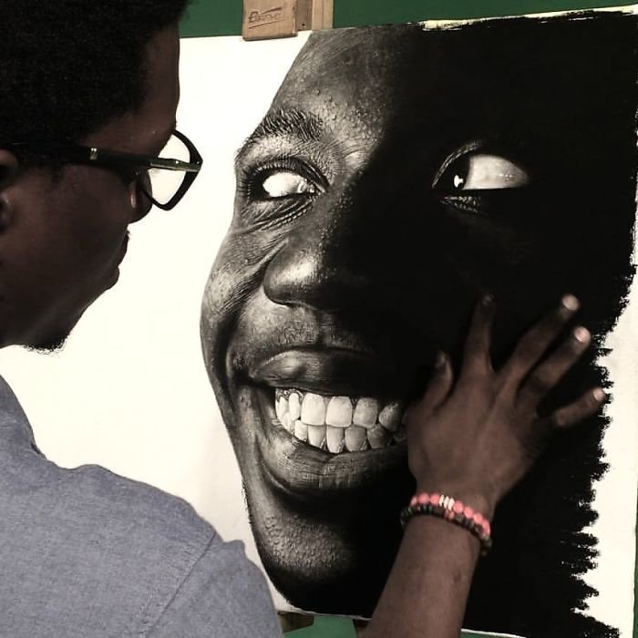 "В разгар рецессии", 2015 искусство, карандаш, картина, нигерия, портрет, реализм, художник
