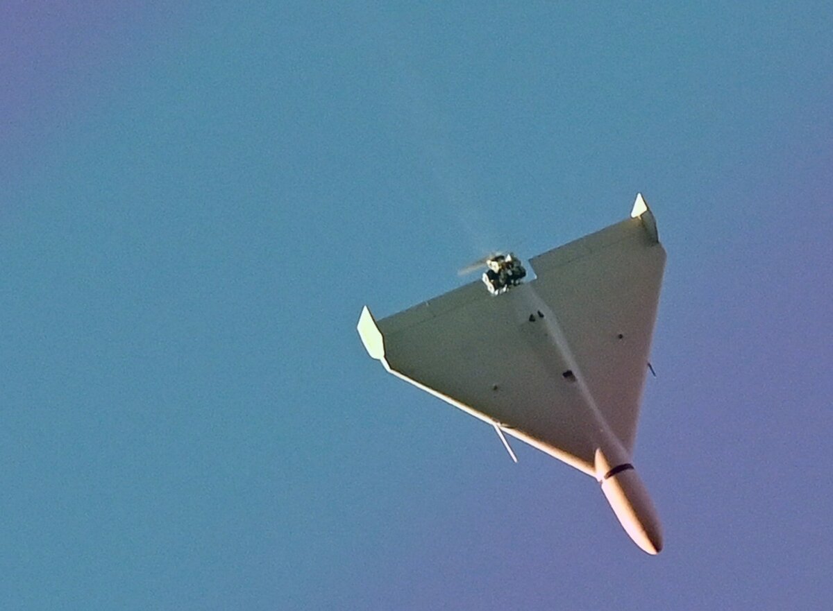 В воздухе дрон-камикадзе "Герань-2". Фото из открытых источников.