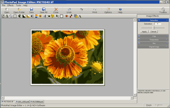Рабочее окно фоторедактора PhotoPad Image Editor