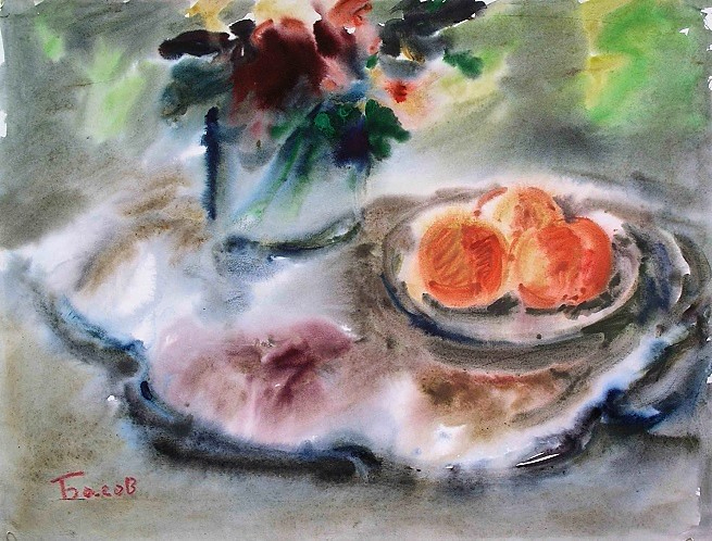 Натюрморт с персиками. 1970-е аква (655x498, 330Kb)