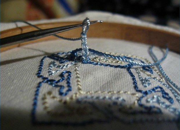 Удивительная вышивка крючком на ткани вышивка,мастер-класс