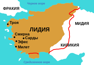 Map of Lydia ancient times-ru.svg