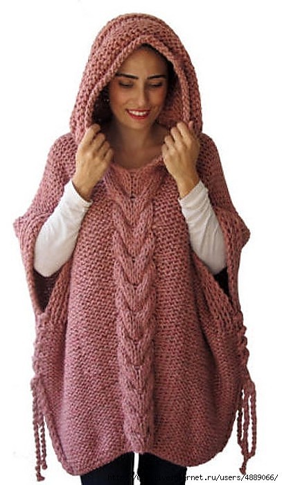 Стильное пончо с капюшоном — универсальная и уютная вязаная одежда вязание