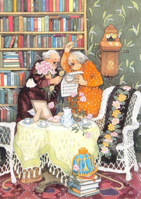 Неунывающие старушки в серии весёлых открыток финской художницы Инге Лоок Неунывающие старушки в серии весёлых открыток финской художницы Инге Лоок жизнь