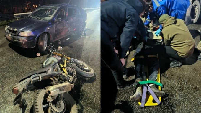 Мотоциклист и 15-летний парень пострадали при столкновении с иномаркой на Алтае