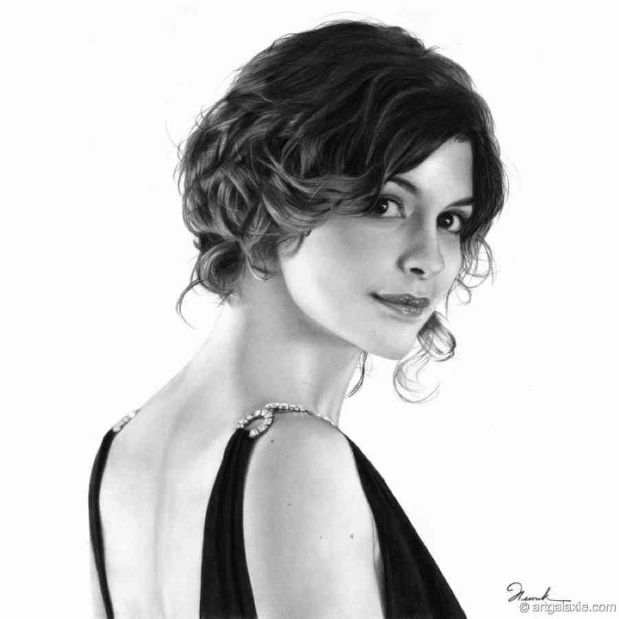 Audrey Tautou. Graphite on paper, 35x35 cm