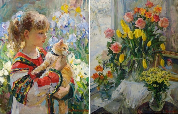 Деревенское детство и цветы на полотнах Елены Сальниковой: Гармония, чистота и положительные эмоции 