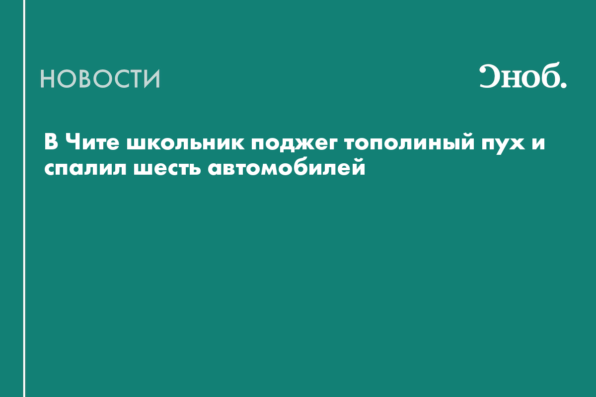 Читинский школьник сжег шесть автомобилей в гаражном боксе