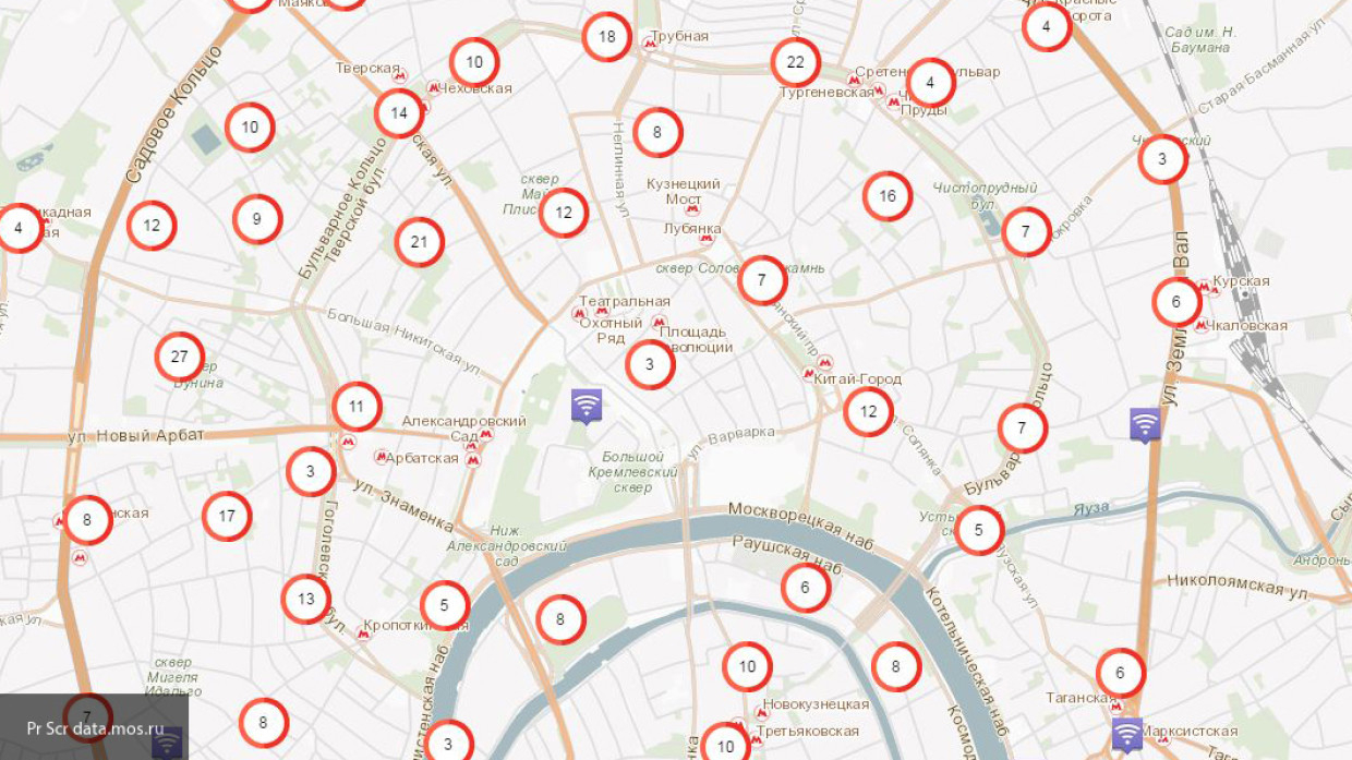 Центральная точка карты. Карта Москвы с точками. Карта Москвы с WIFI. Точки бесплатного WIFI В Москве. Бесплатный WIFI В Москве на карте.