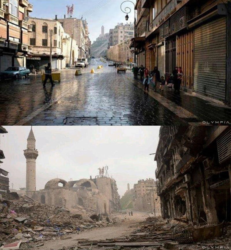 25 фотографий сирийского города Алеппо до и после войны алеппо, война, тогда и сейчас