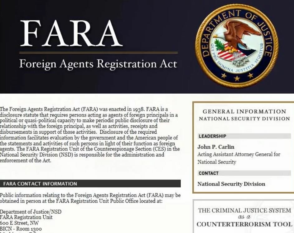 Агент текст. Закон о регистрации иностранных агентов США. Закон fara. Fara закон об иностранных агентах. Fara список иностранных агентов.