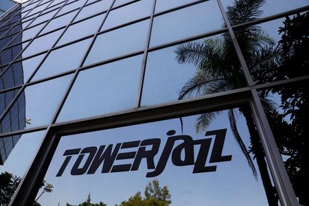 FILE PHOTO: The logo of Israeli chipmaker TowerJazz is seen at their offices in Migdal HaEmek, northern Israel September 13, 2017. REUTERS/Ronen Zvulun